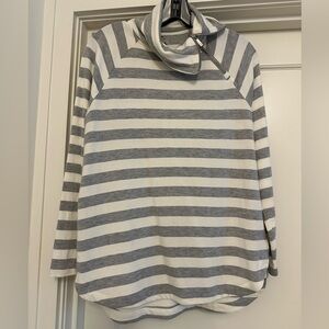 Lou & Grey Gray and White Striped Pullover